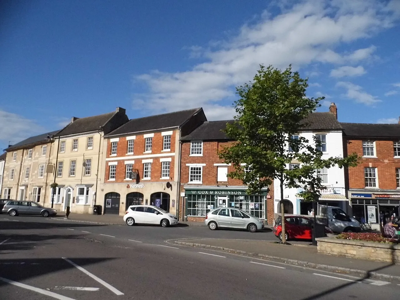 Market Place in Olney on a sunny day